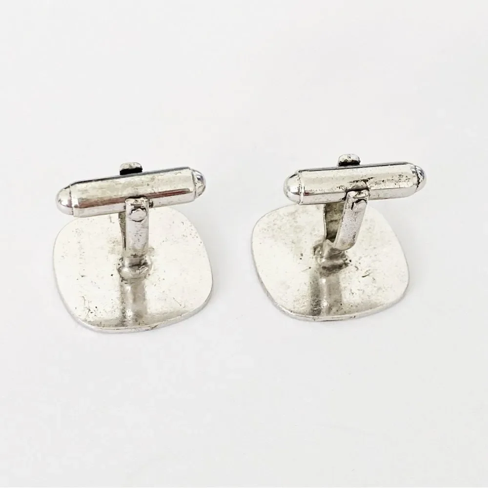 Vintage sterling silver Anson etched design square cuff links